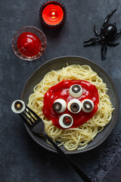 istock Halloween spaghetti pasta with tomato sauce 2198798441