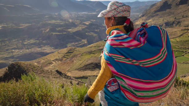 Colca Canyon is a canyon of the Colca River in southern Peru. It is located about 100 miles (160 kilometers) northwest of Arequipa. It is more than twice as deep as the Grand Canyon in the United States at 4,160 m. However, the canyon's walls are not as vertical as those of the Grand Canyon. The Colca Valley is a colorful Andean valley with towns founded in Spanish Colonial times and formerly inhabited by the Collaguas and the Cabanas. The local people still maintain ancestral traditions and continue to cultivate the pre-Inca stepped terraces.