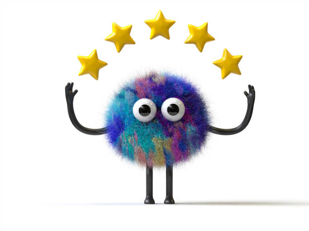 istock Fluffy, cute monster with five stars 2198802747