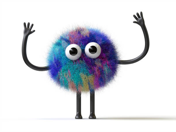 istock Fluffy, cute monster with raised arms 2198802776