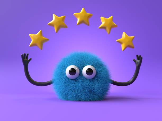 istock Fluffy, cute monster with five stars 2198808318