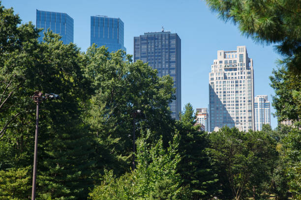 Central Park, Time Warner center, Trump Interionational Hotel and Tower and 15 Central Park West skyscraper towers, Midtown Manhattan, New York City The Central Park, Time Warner center, Trump Interionational Hotel and Tower and 15 Central Park West skyscraper towers, Midtown Manhattan, New York City time warner center columbus circle pictures stock pictures, royalty-free photos & images