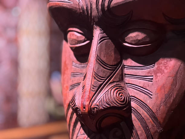 istock Traditional Maori face wooden carving 2198811897