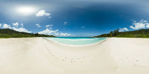 istock Footprints leading to the ocean. La Digue, Seychelles. 2198812697