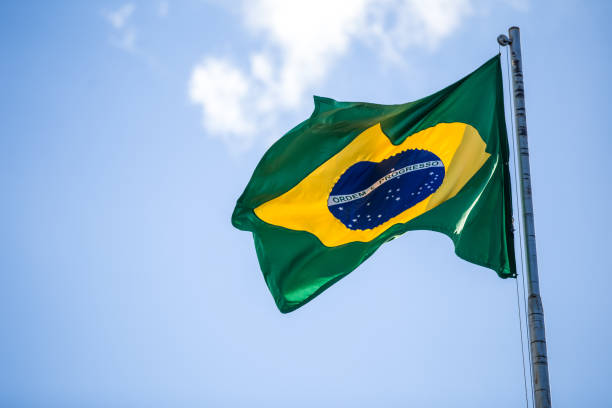 istock Brazilian flag in Sinop, Mato Grosso state (Brazil) 2198813969