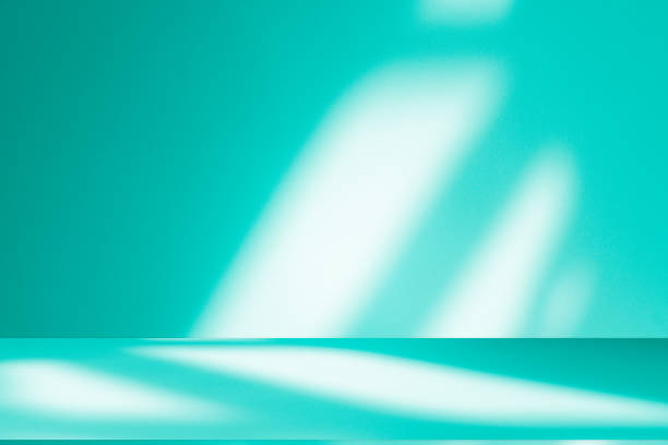 istock Studio style background wall decoration presentation uses white and green tones. with shadows cast from a nearby window, concept creating a decorative 2198815648
