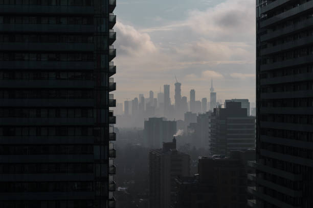 Toronto skyline with misty atmosphere