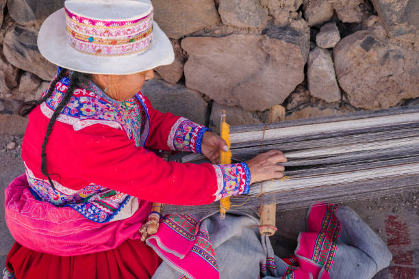 istock Peruvian woman weaving near Colca Canyon, Peru 2198820325