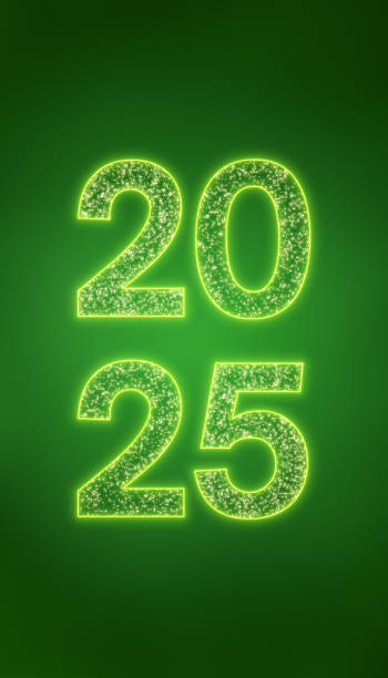 istock Illustration of abstract neon light with the numbers 2025. 2198823152