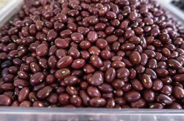 Red beans in food market, organic vegetables