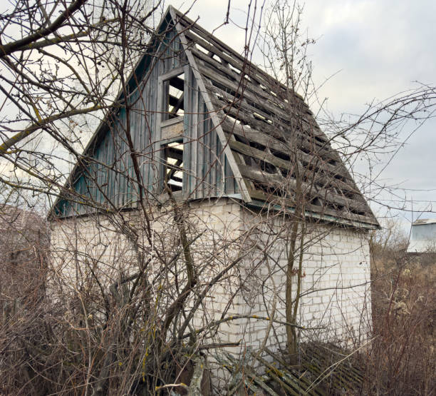 Autrans, France: A rustic barn in the village of Autrans with a traditional steep stepped roof, about 40 kilometers southwest of Grenoble. The village is located in the Vercors Regional Natural Park.