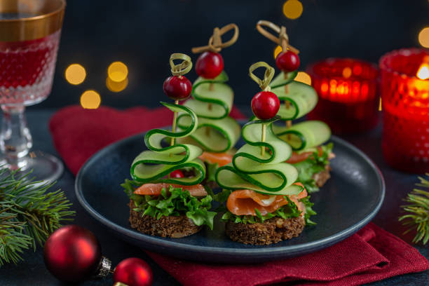istock Cucumber and smoked salmon Christmas trees canapes 2198829791