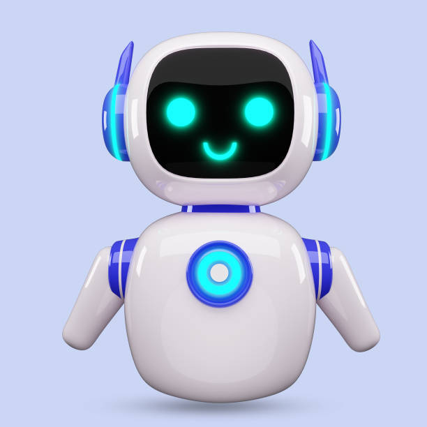 istock Happy robot. 3d ai character, chat bot mascot isolated on white background, GPT chatbot icon. Artificial intelligence, trendy technology, support service, funny automation computer 2198833018