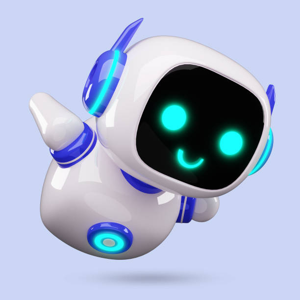 istock Happy robot. 3d ai character, chat bot mascot isolated on white background, GPT chatbot icon. Artificial intelligence, trendy technology, support service, funny automation computer 2198833036