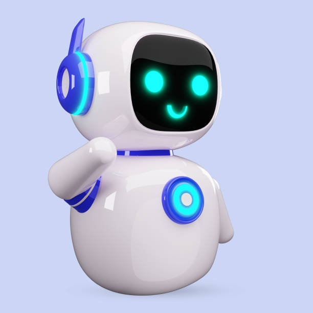 istock Happy robot. 3d ai character, chat bot mascot isolated on white background, GPT chatbot icon. Artificial intelligence, trendy technology, support service, funny automation computer 2198833040