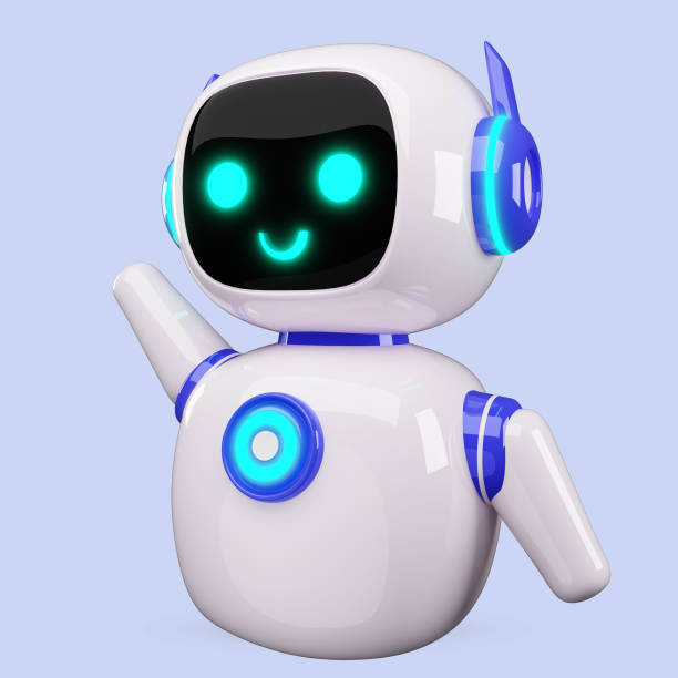 istock Happy robot. 3d ai character, chat bot mascot isolated on white background, GPT chatbot icon. Artificial intelligence, trendy technology, support service, funny automation computer 2198833041