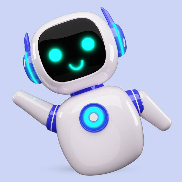 istock Happy robot. 3d ai character, chat bot mascot isolated on white background, GPT chatbot icon. Artificial intelligence, trendy technology, support service, funny automation computer 2198833042