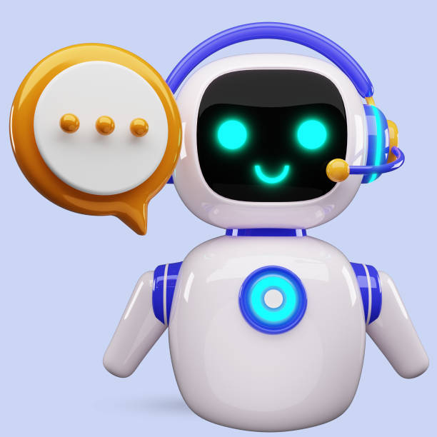 istock Happy robot. 3d ai character, chat bot mascot isolated on white background, GPT chatbot icon. Artificial intelligence, trendy technology, support service, funny automation computer 2198833059