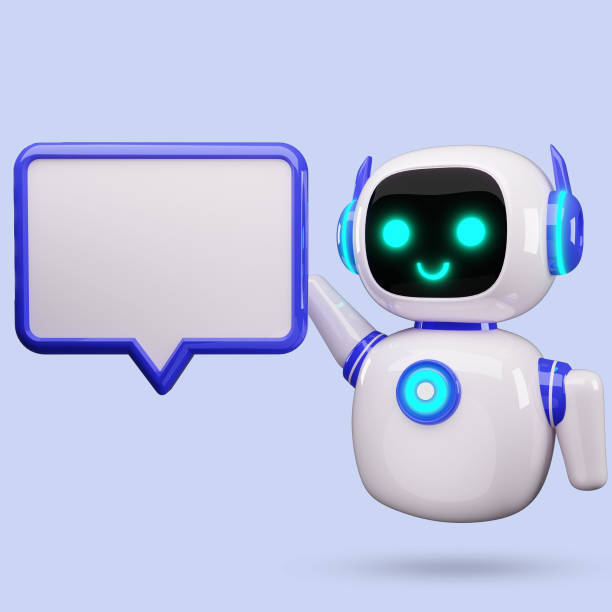 istock Happy robot. 3d ai character, chat bot mascot isolated on white background, GPT chatbot icon. Artificial intelligence, trendy technology, support service, funny automation computer 2198833061