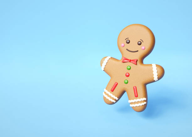 istock An adorable gingerbread man on blue background 2198833691