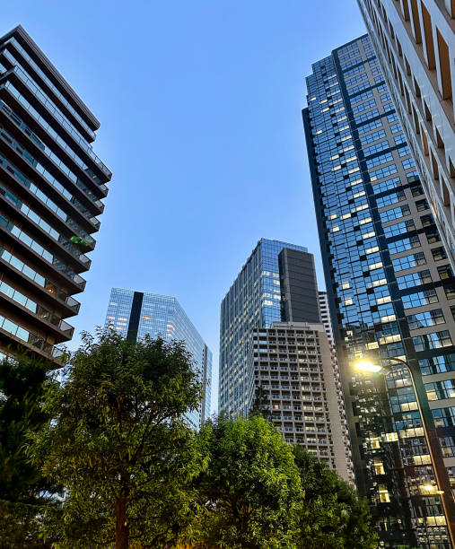 istock Urban high-rise apartments, sky, evening 2198838182