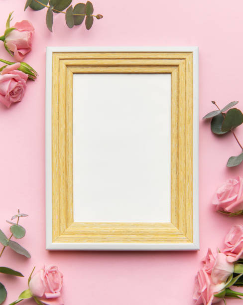 istock Romantic valentine's day frame with pink roses 2198839018