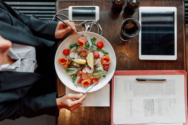 istock Businesswoman at lunch break 2198839931