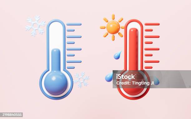 Machine Temperature Cartoon Cartoon Thermometer Model High And Low Temperature Models 3d Rendering ...