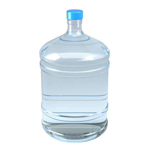istock Large plastic water bottle with blue cap on white background 2198848221