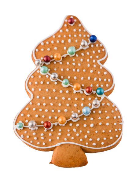istock Gingerbread decorated with white sugar glaze isolated on white background. Christmas cookies. 2198851933