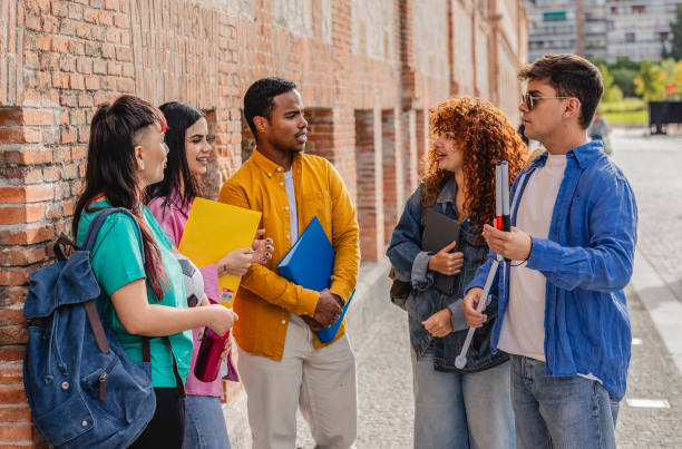 istock Blind university student talking with friends on campus 2198853033