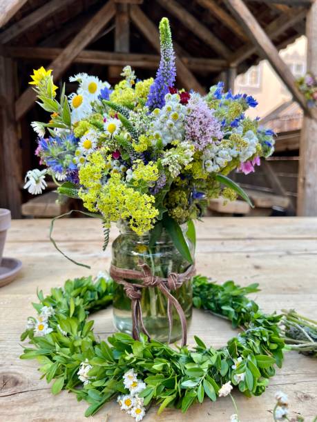 istock Bouquet of flowers with wreath 2198853154
