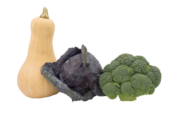 istock Broccoli, red cabbage and butternut squash isolated on a white background. Cooking concept. 2198853860