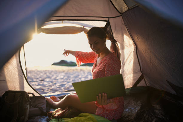 istock Freelancer’s paradise: working remotely with a sunrise view. 2198856026