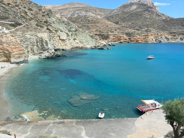 istock Beautiful ocean view on Folegandros island, Agali beach 2198857079