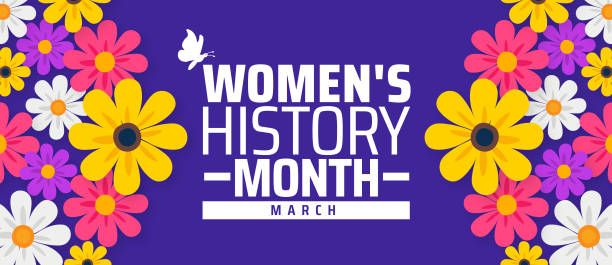 Women's History Month background banner or poster design template with women sign and flower. observed every year in March. Holiday concept. Use to any Template, card, poster, placard, template. Women's History Month background banner or poster design template with women sign and flower. observed every year in March. womens history month stock illustrations