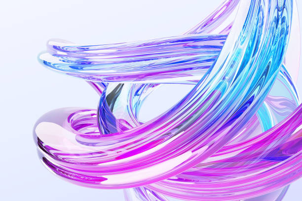 istock Abstract 3d background with rainbow liquid glass wave swirl effect. Iridescent fluid flow curve shape with pink blue holographic gradient, dispersion light. Modern creative wallpaper 2198864502