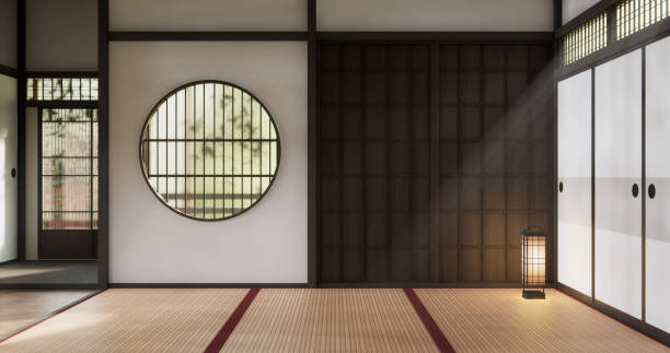 istock Modern japan style empty room decorated with Lamp and tatami mat. 2198869267