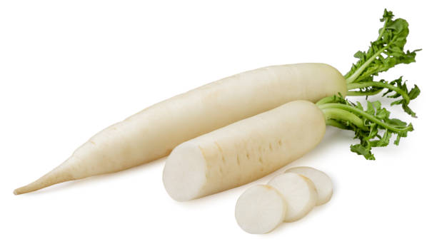 istock Daikon radish and slices on a white background. Isolated 2198875262