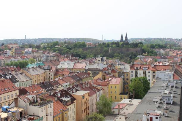 istock Prague rooftops and Vysehrad Cathedral view. 2198875468