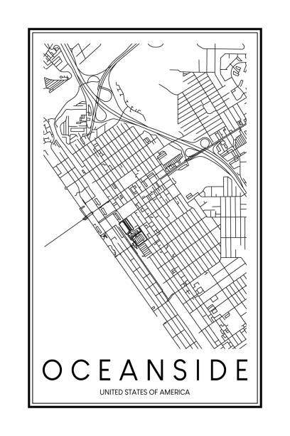 Poster Print Road Map Of The American City Of Oceanside Stock Poster Print Road Map Of The American City Of Oceanside 