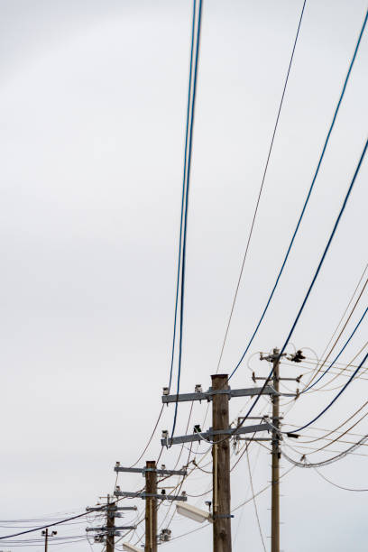 istock Scenery with wooden utility poles 2198880146