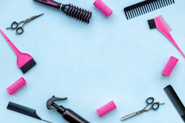 istock Hairdresser accessories and tools - combs and scissors, top view 2198880687