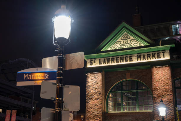 Toronto, Ontario, Canada - November 24 2021 : St. Lawrence Market at night.