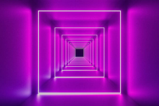 istock A purple room with neon lights and a square in the middle 2198884833
