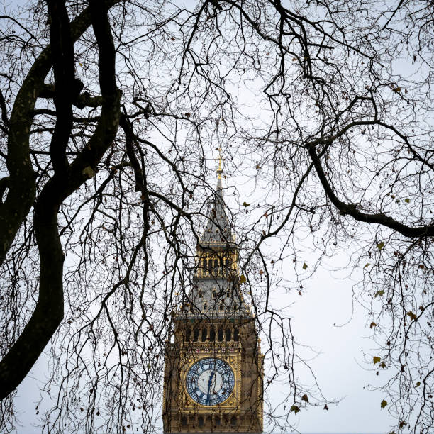 The tower bell called Big Ben on a rainy day in London, England