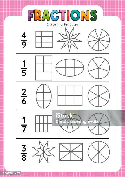 Frantic Shape Math Engaging Math Activity With Fraction Shapes Stock Illustration ...