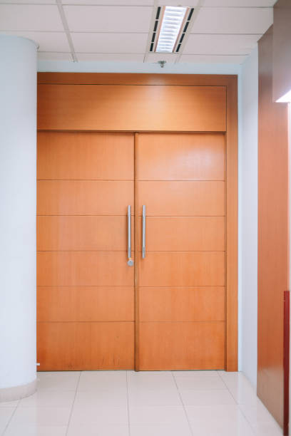 istock Closed Wooden Double Doors 2198906383