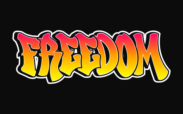 istock The word Freedom written in graffiti-style typography with a vibrant color gradient and a white outline 2198910938