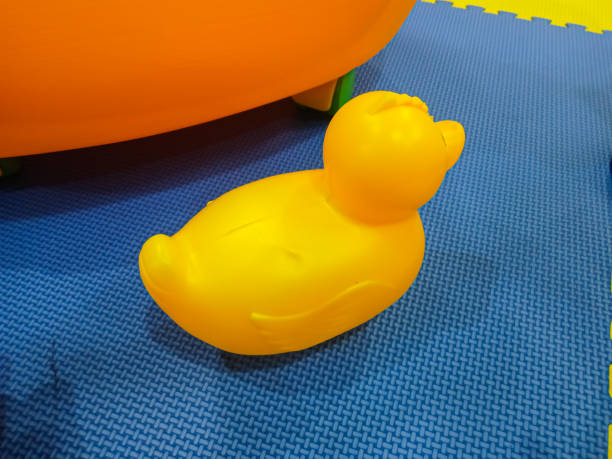 duck swing toy in the playground. selective focus